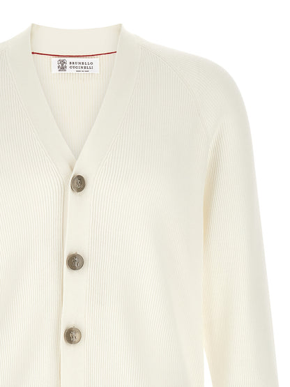 Brunello Cucinelli White Cotton Cardigan