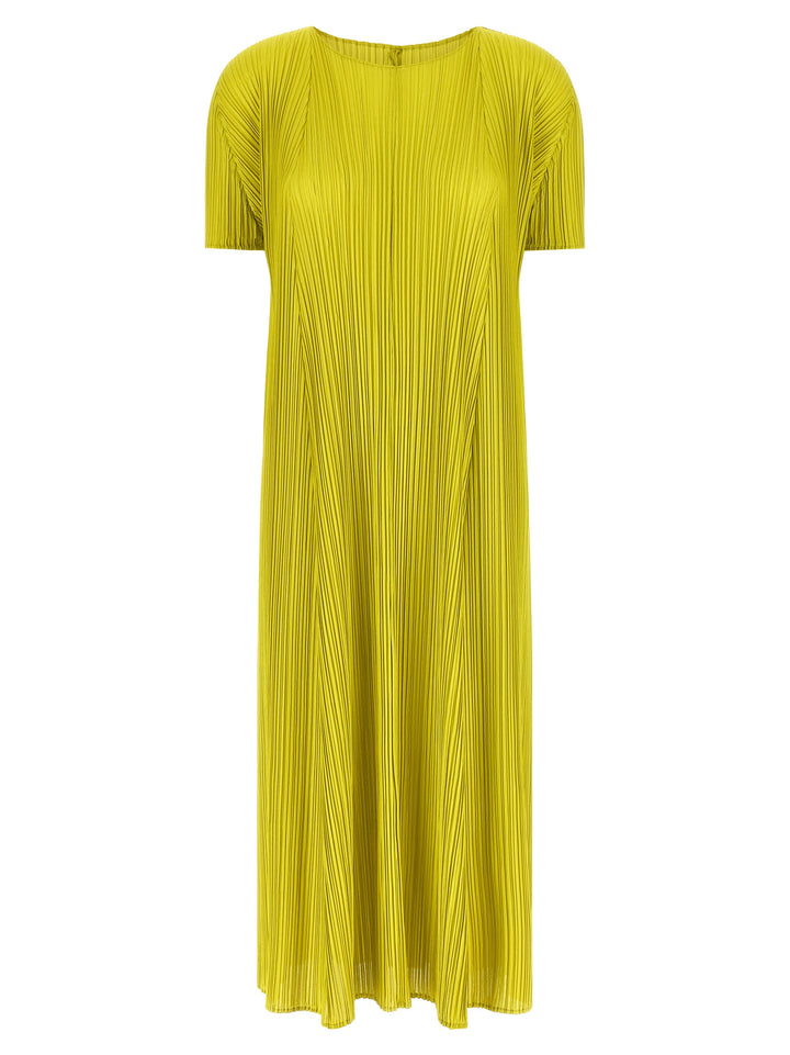 PLEATS PLEASE ISSEY MIYAKE Bicolor Polyester Midi Dress