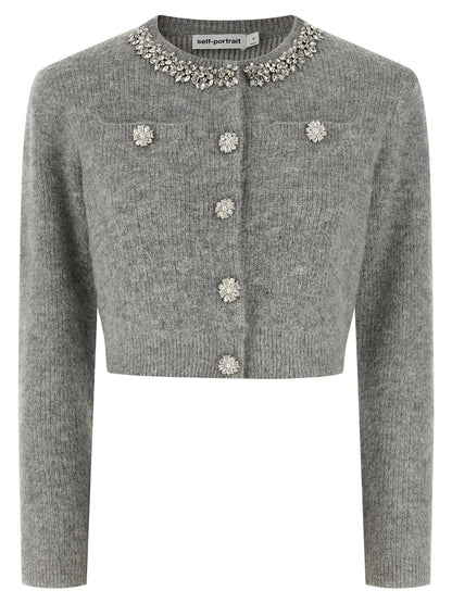 Self-Portrait Gray Polyester Cardigan
