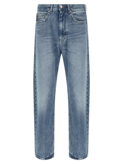 Versace Blue Cotton Straight-Leg Jeans