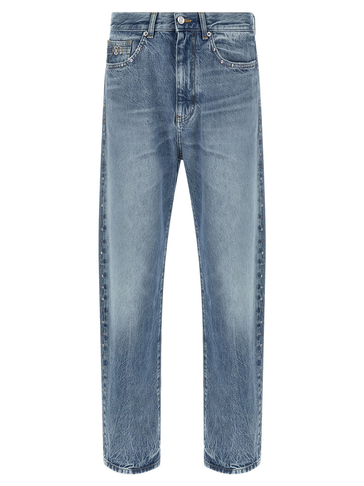 Versace Blue Cotton Straight-Leg Jeans