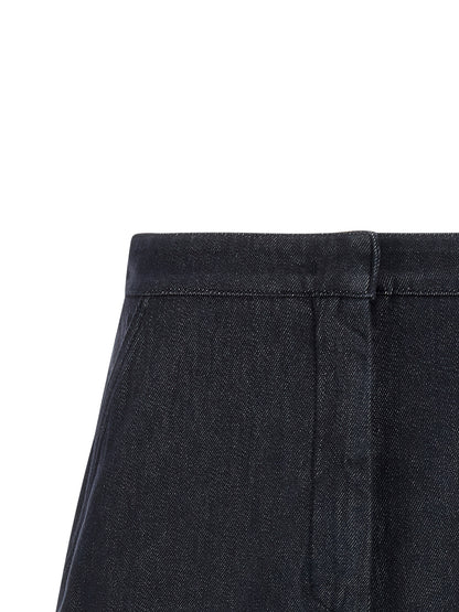 Max Mara Blue Cotton Bermuda Shorts