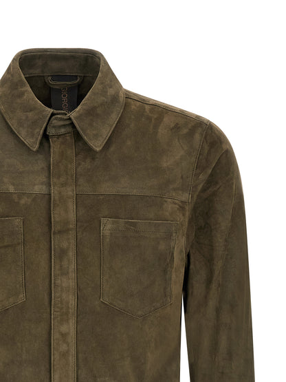 GIORGIO BRATO Bicolor Suede Leather Blouse