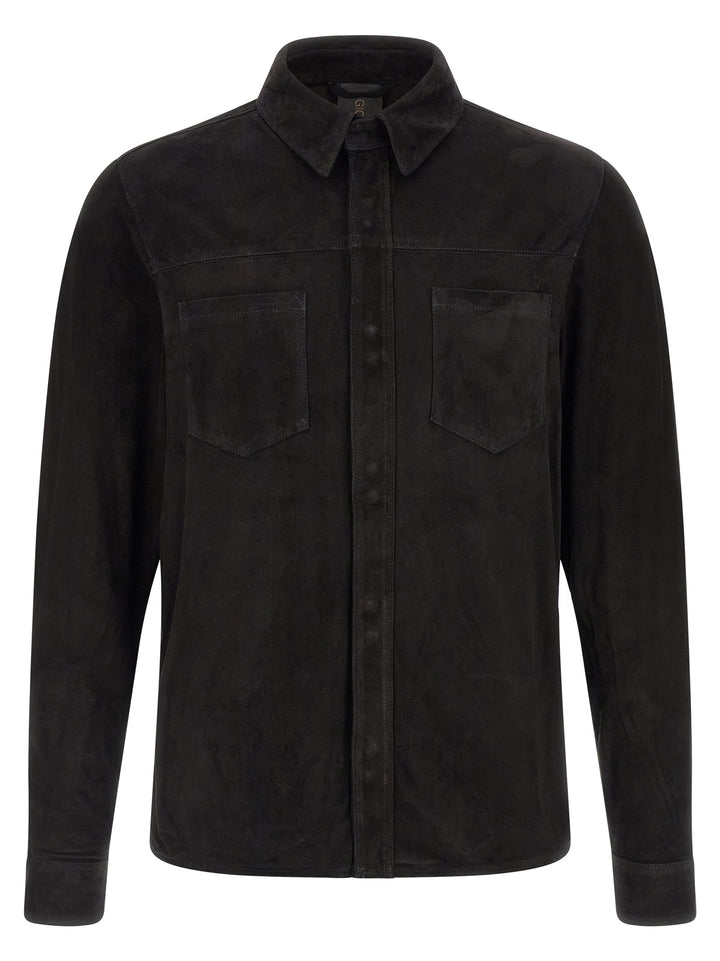 GIORGIO BRATO Black Suede Leather Blouse