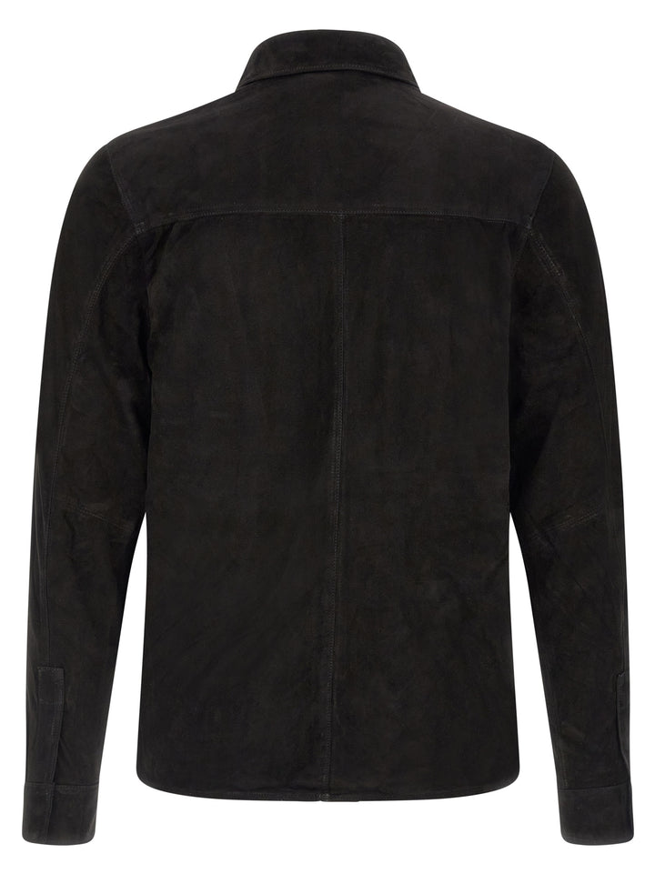 GIORGIO BRATO Black Suede Leather Blouse