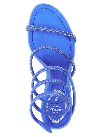 RENE CAOVILLA Blue Viscose Stiletto Heel Sandals