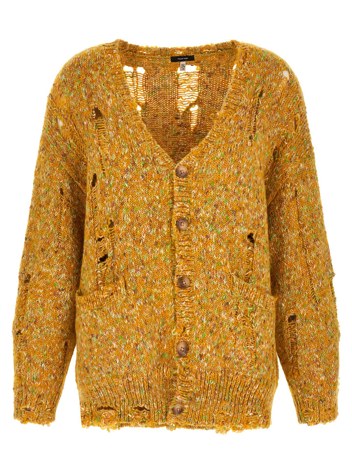 R13 Bicolor Alpaca Leather Cardigan
