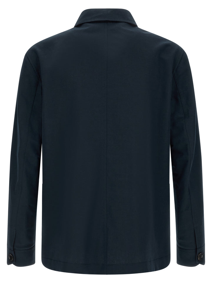 Brioni Blue Linen Full-Length Jacket