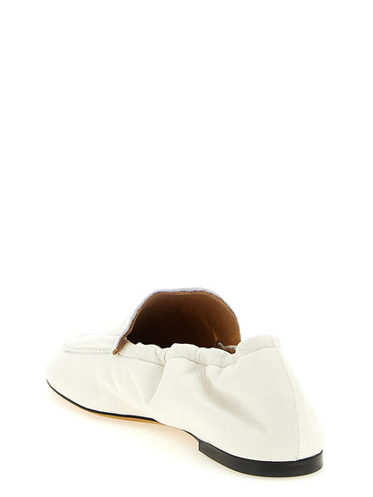 ODISSI White Lamb Leather Slip-On Loafers