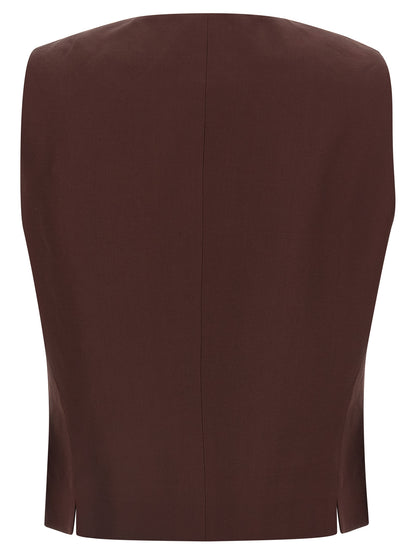 Alberto Biani Brown Viscose Sleeveless Jacket