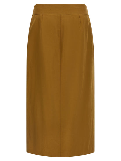 Alberto Biani Brown Viscose Midi Skirt