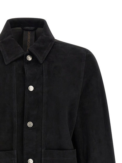 GIORGIO BRATO Black Suede Leather Leather Jacket
