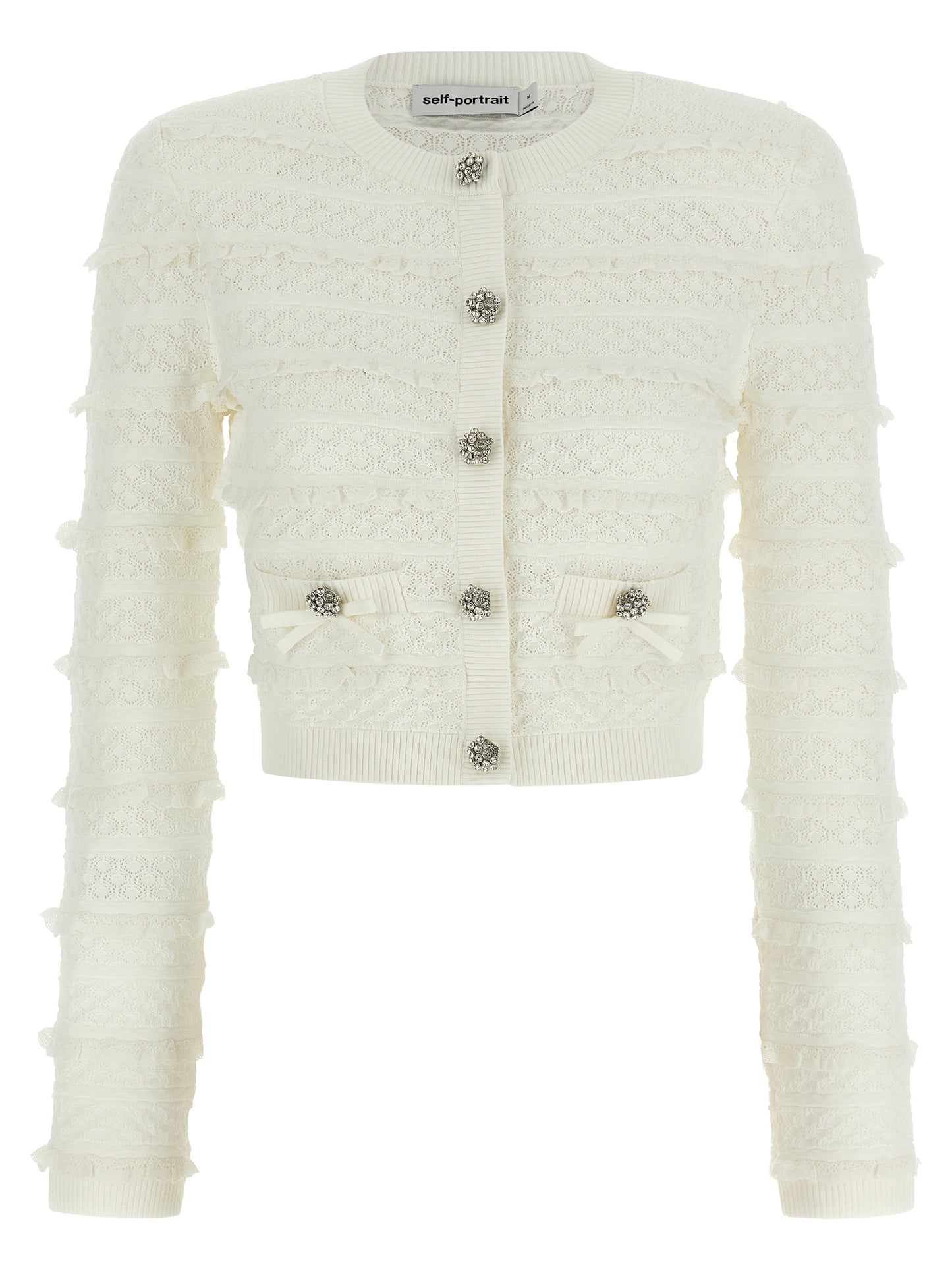 Self-Portrait White Viscose Cardigan