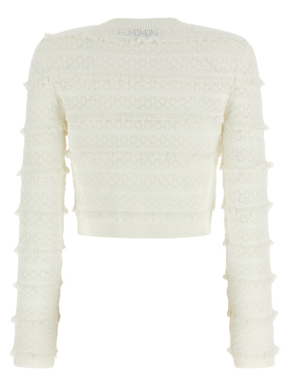 Self-Portrait White Viscose Cardigan