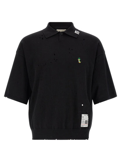 Maison Mihara Yasuhiro Black Cotton Polo Shirt