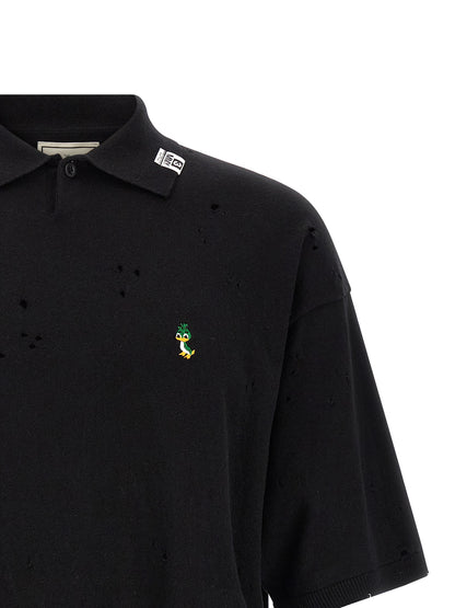 Maison Mihara Yasuhiro Black Cotton Polo Shirt
