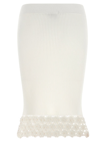 Ganni White Organic Cotton Midi Skirt