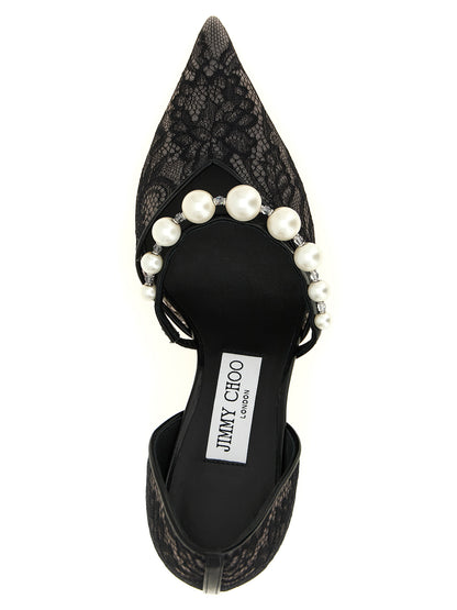 Jimmy Choo Black Tencel Mid Heel Pumps