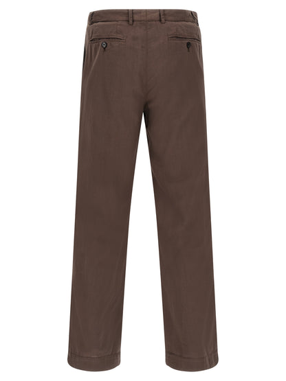 CELLAR DOOR Brown Cotton Casual Pants