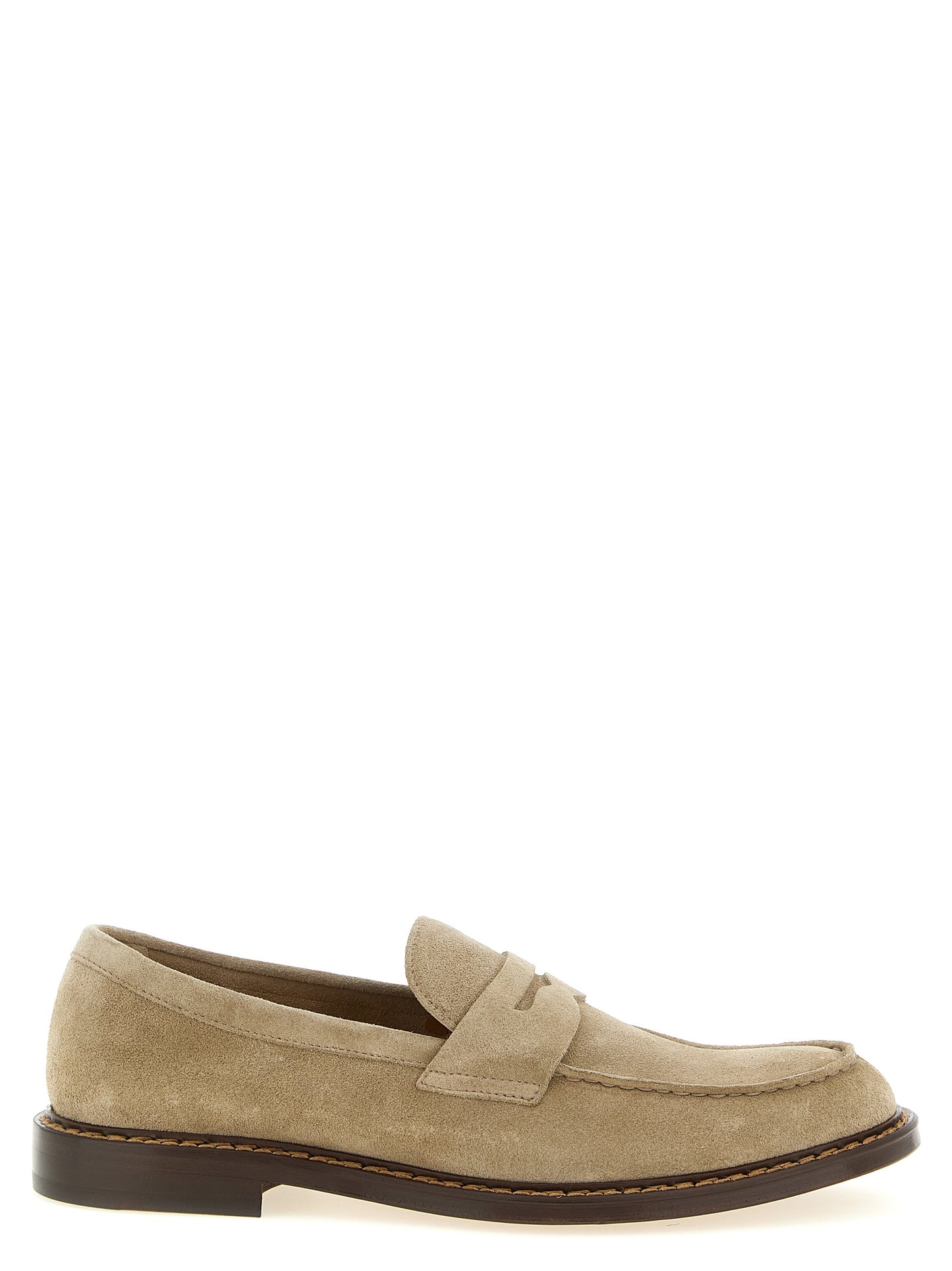 Doucal's Beige Calfskin Slip-On Loafers