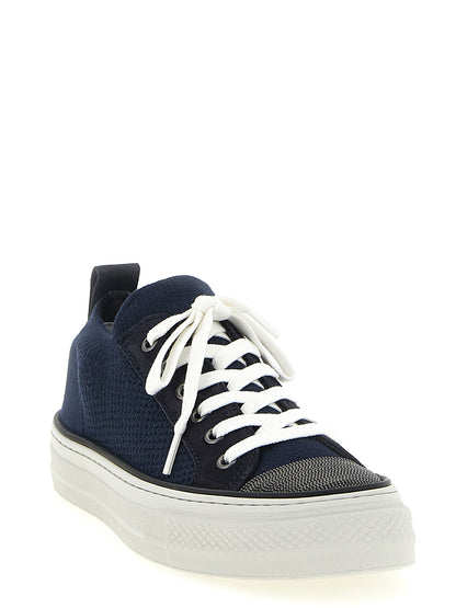 Brunello Cucinelli Blue Cotton Low Top Sneakers