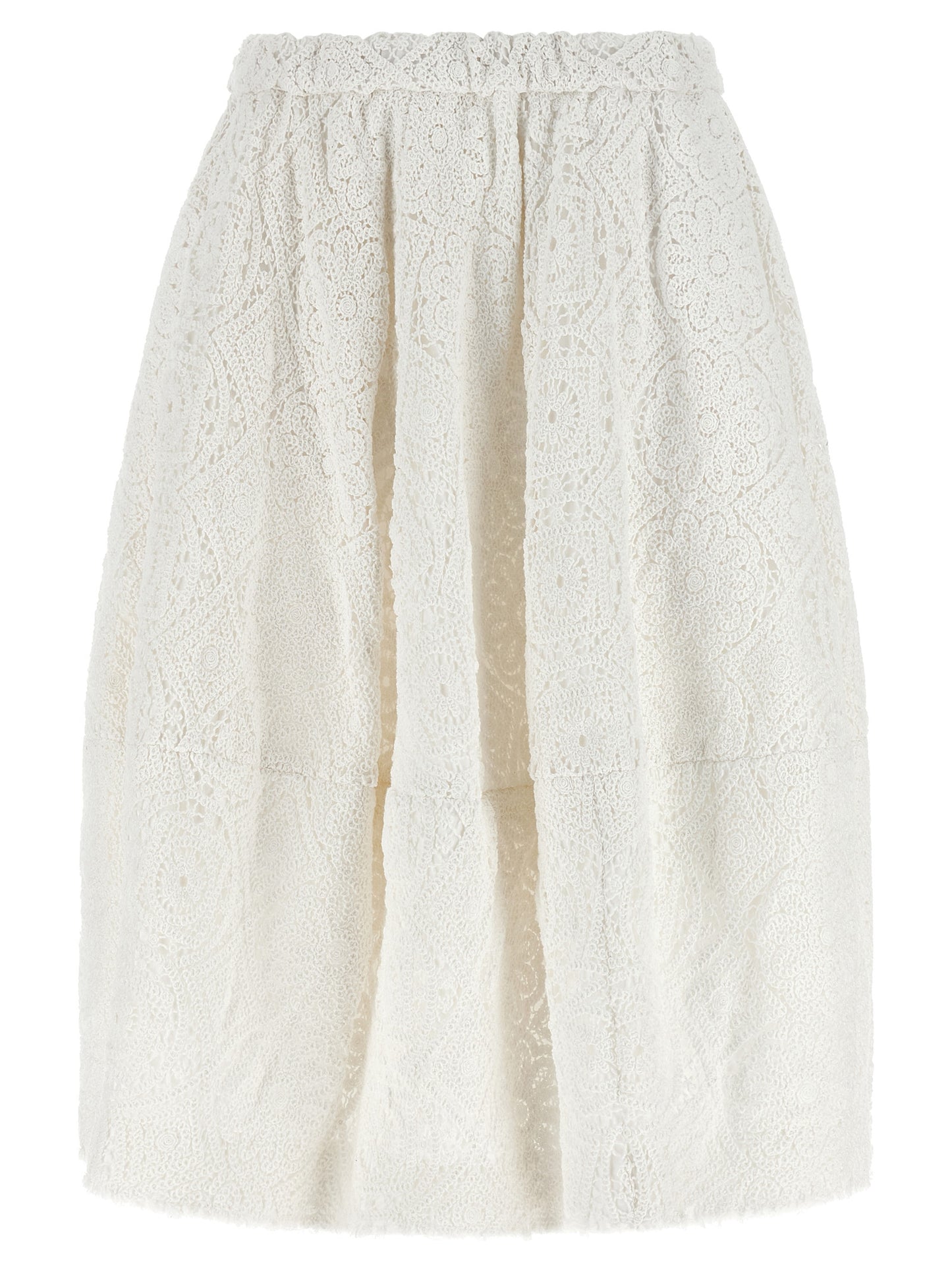 Comme Des Garçons White Cotton Midi Skirt