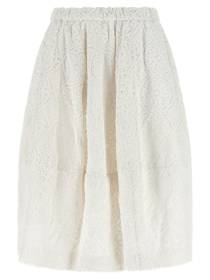 Comme Des Garçons White Cotton Midi Skirt