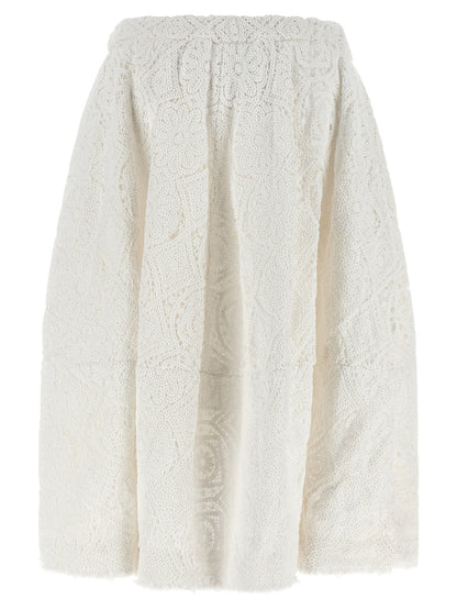 Comme Des Garçons White Cotton Midi Skirt