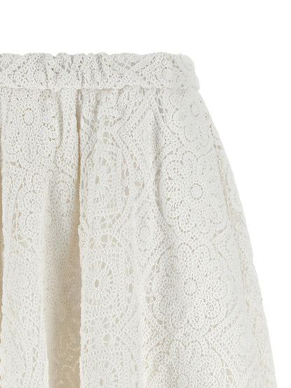 Comme Des Garçons White Cotton Midi Skirt
