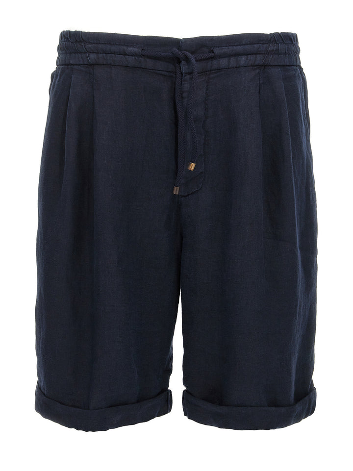 Brunello Cucinelli Blue Linen Bermuda Shorts
