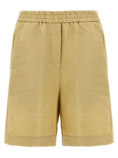 NUDE Beige Viscose Bermuda Shorts
