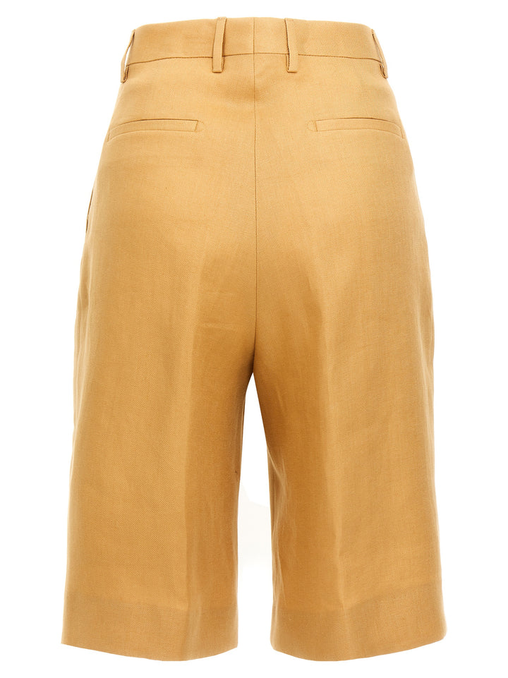 Tagliatore Orange Linen Bermuda Shorts