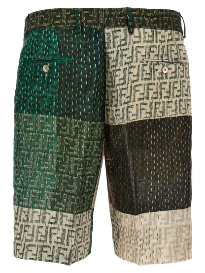 Fendi Multicolor Linen Bermuda Shorts