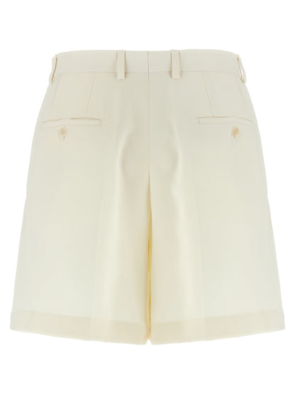 Brioni White Silk Bermuda Shorts
