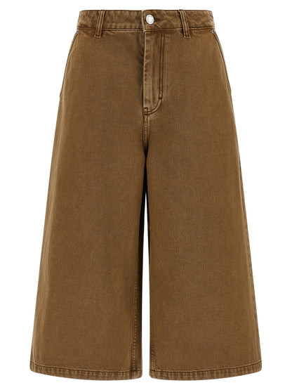 Ami Paris Brown Cotton Bermuda Shorts