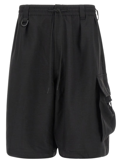 Y-3 Black Polyester Bermuda Shorts