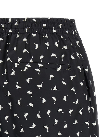 Moschino Bicolor Silk Bermuda Shorts