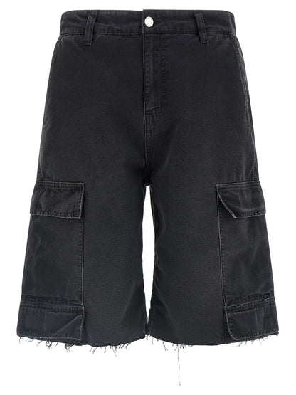 44 Label Group Black Cotton Bermuda Shorts
