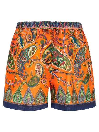 Etro Orange Ramie Bermuda Shorts