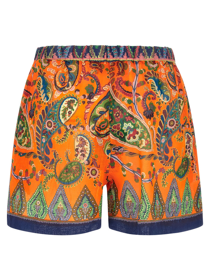 Etro Orange Ramie Bermuda Shorts
