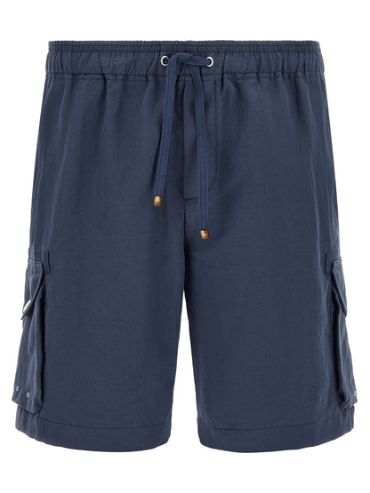 Brunello Cucinelli Blue Linen Bermuda Shorts
