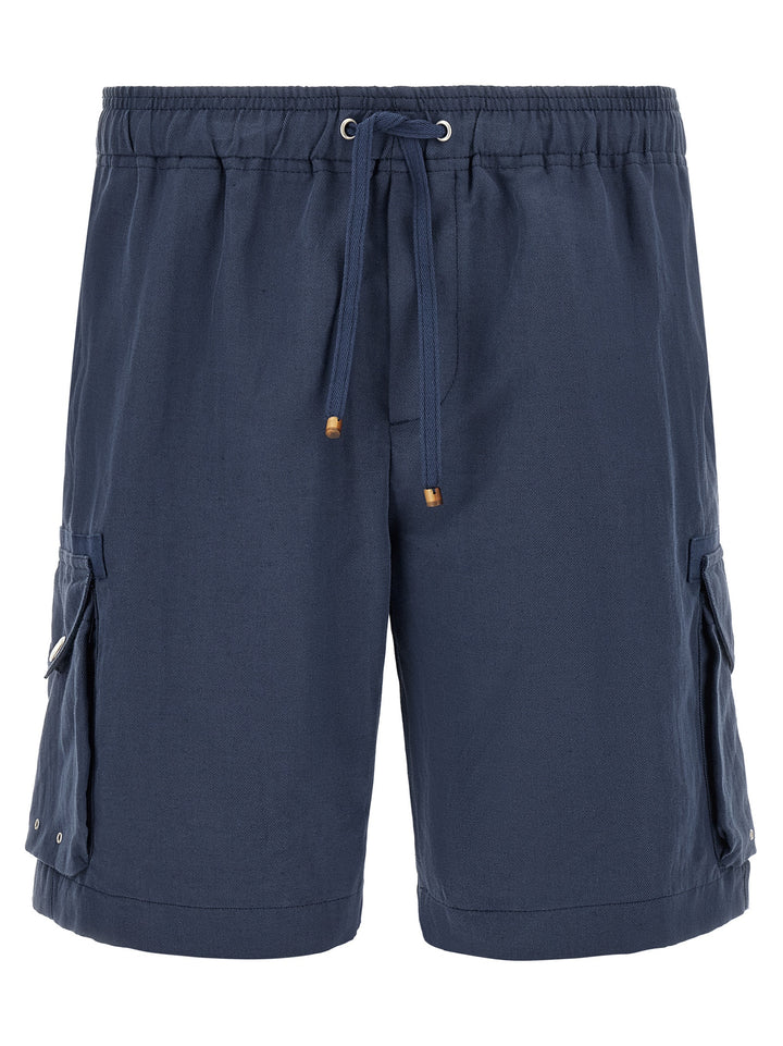 Brunello Cucinelli Blue Linen Bermuda Shorts