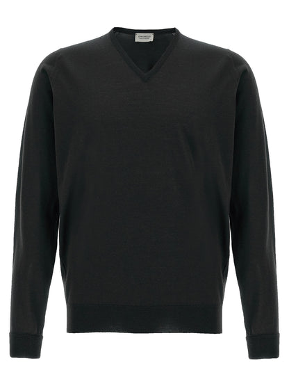 JOHN SMEDLEY Black Merino Wool Cardigan