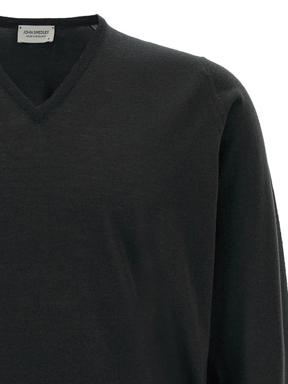 JOHN SMEDLEY Black Merino Wool Cardigan