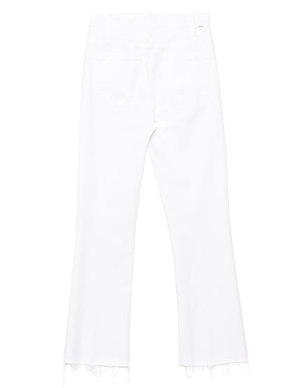 Mother Denim White Cotton Flared Jeans