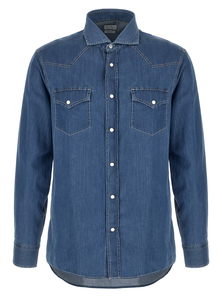 Brunello Cucinelli Blue Cotton Blouse