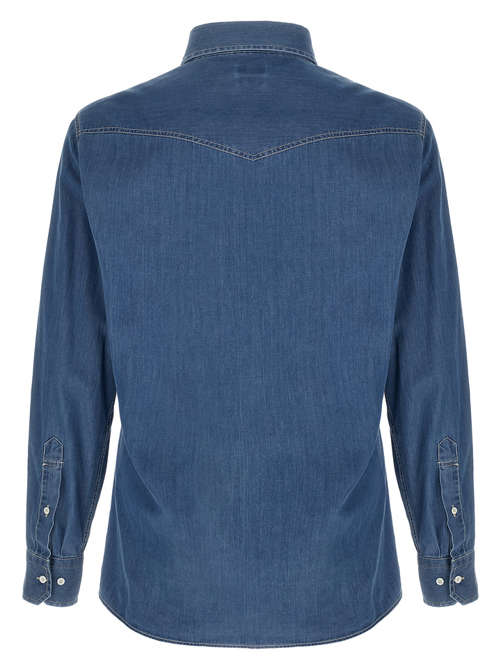 Brunello Cucinelli Blue Cotton Blouse