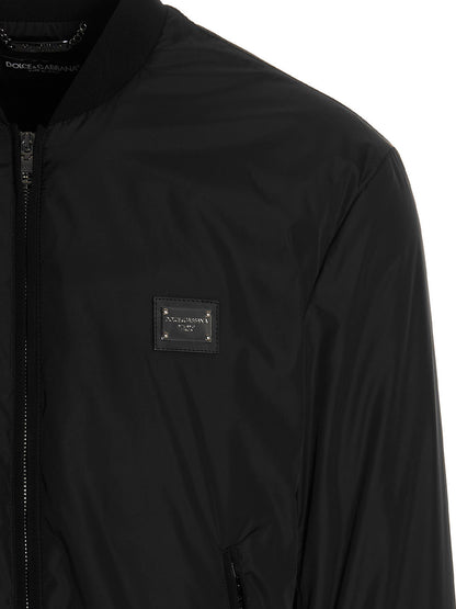 Dolce & Gabbana Black Polyamide Bomber