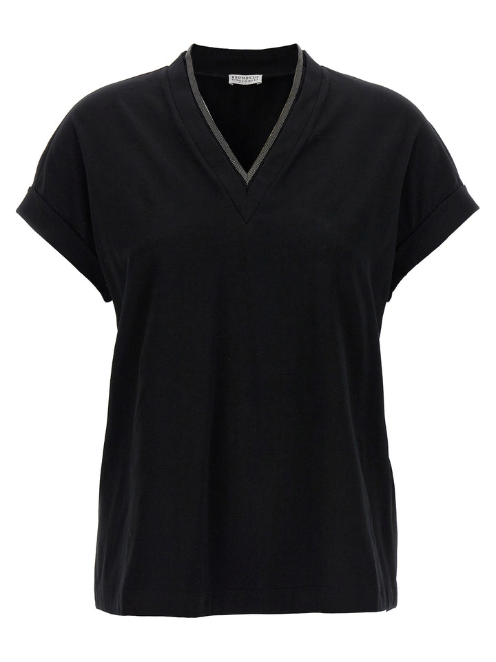 Brunello Cucinelli Black Cotton T-Shirt