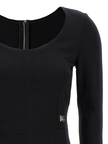 Dolce & Gabbana Black Viscose Midi Dress